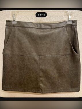 Classic Faux Leather Brown Women's Skirt